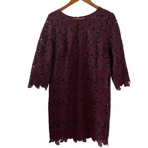 LOFT NEW Lace Dress In Burgundy Size 10